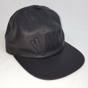 Vans Black Leather Look Hat Solid Back Off The Wall Skateboard Cap